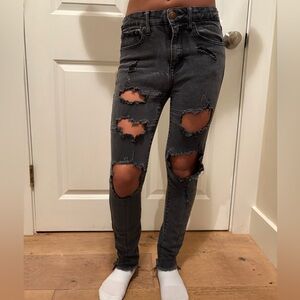 Hollister Distressed Black Straight Leg Jeans